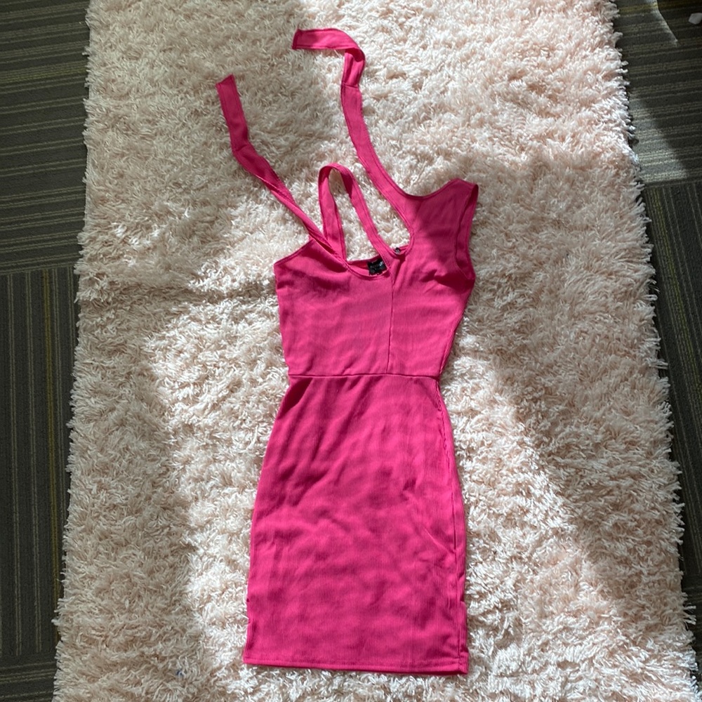 pink tie up dress
